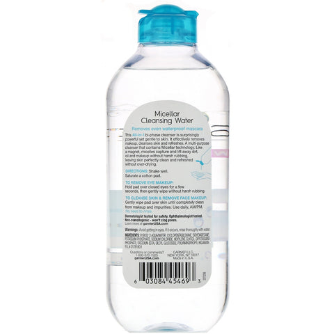 Garnier, SkinActive, Micellar Cleansing Water, All-in-1 Makeup Remover Even Waterproof Mascara, All Skin Types, 13.5 fl oz (400 ml)