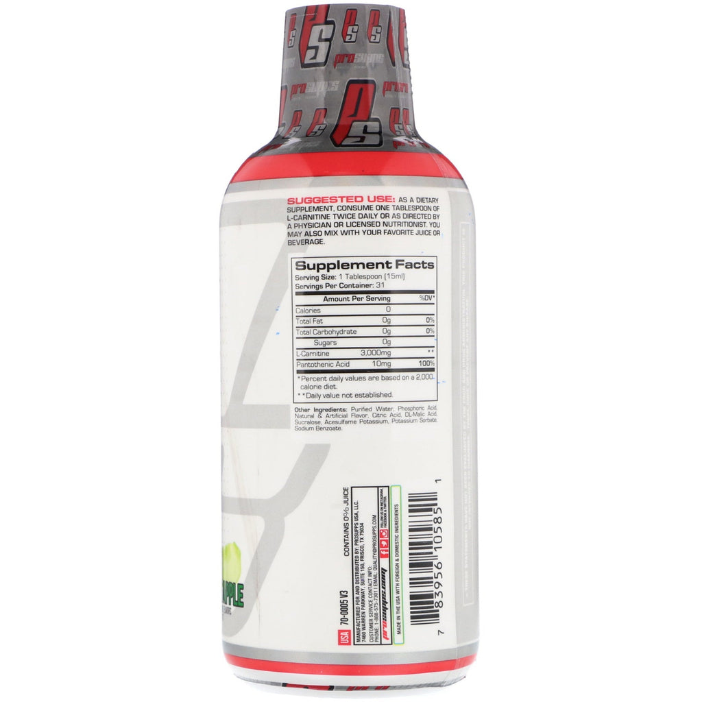 ProSupps, L-Carnitine 3000, Green Apple, 16 fl oz (473 ml)