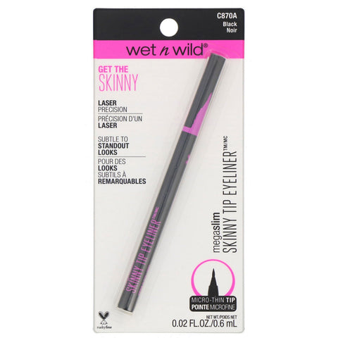 Wet n Wild, Delineador de ojos con punta estrecha MegaSlim, negro, 0,6 ml (0,02 oz. líq.)