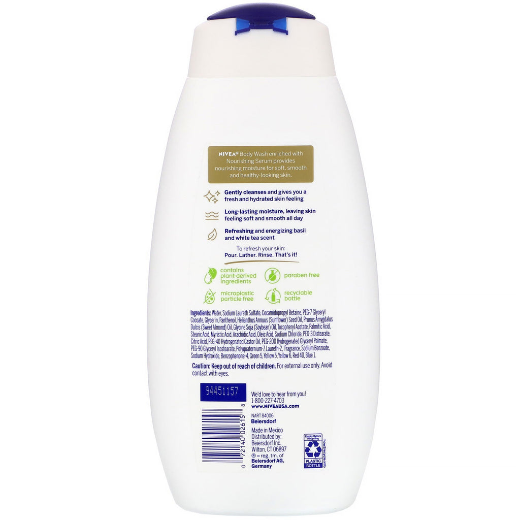 Nivea, Refreshing Body Wash, Basil & White Tea, 20 fl oz (591 ml)