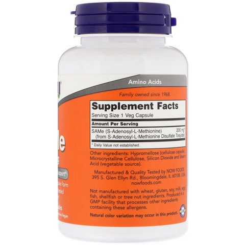 Now Foods, SAMe, 200 mg, 120 cápsulas vegetales