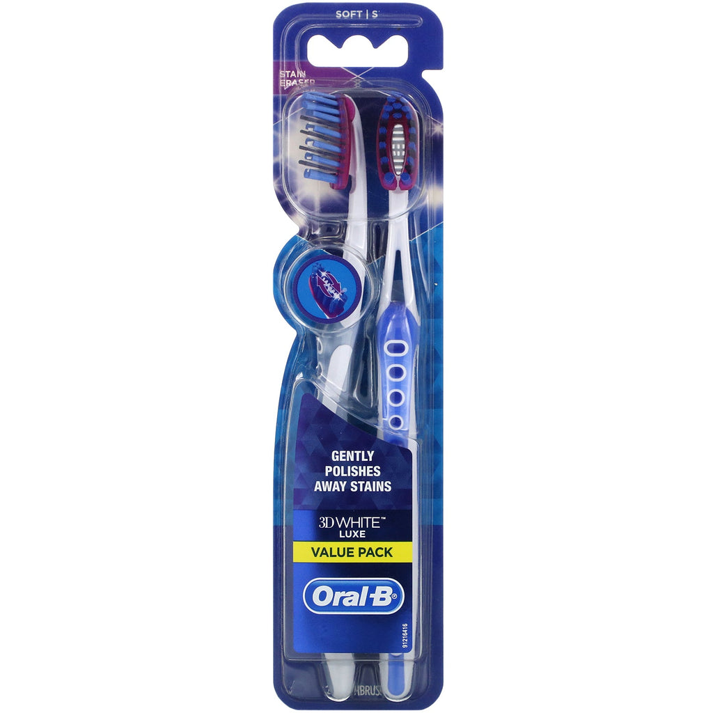 Oral-B, 3D White, Luxe Toothbrush, Soft, 2 Pack