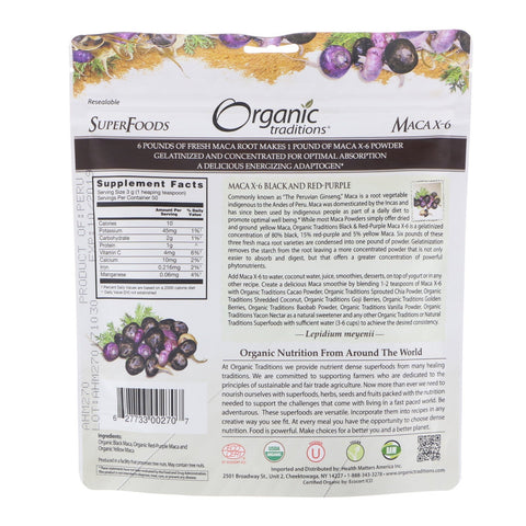 Traditions, Maca X-6 negra y roja violeta, 150 g (5,3 oz)