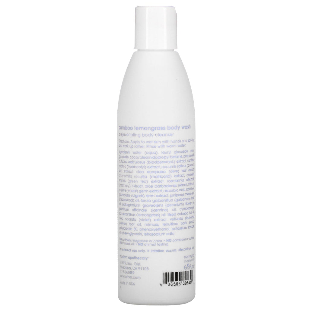 Lather, Jabón corporal de hierba de limón y bambú, 236 ml (8 oz. líq.)