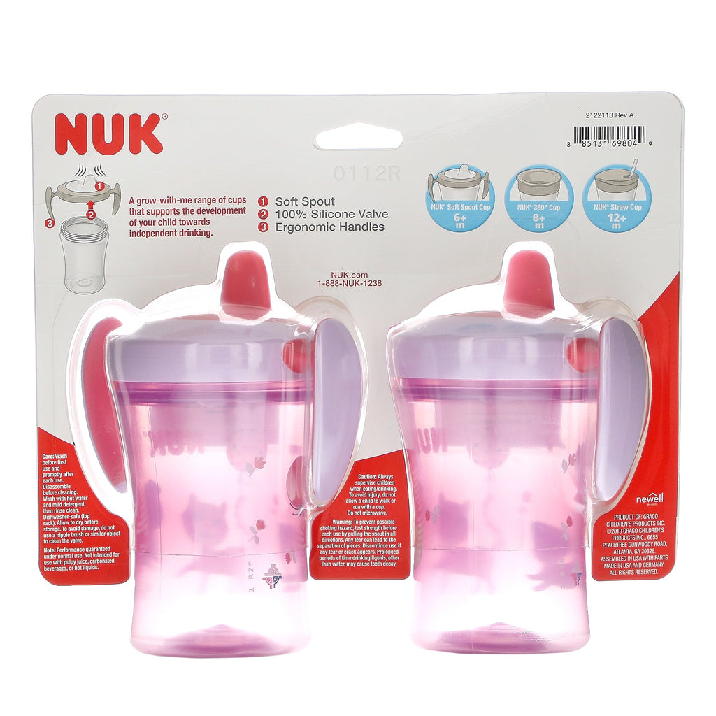 NUK, Evolution Soft Tud Cup, 6 + måneder, 2 kopper, 8 oz (240 ml) hver