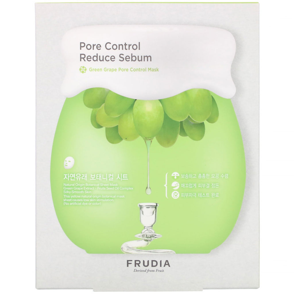 Frudia, Pore Control Reduce Sebum, Green Grape Pore Control Mask, 5 ark, 0,91 oz (27 ml) hver