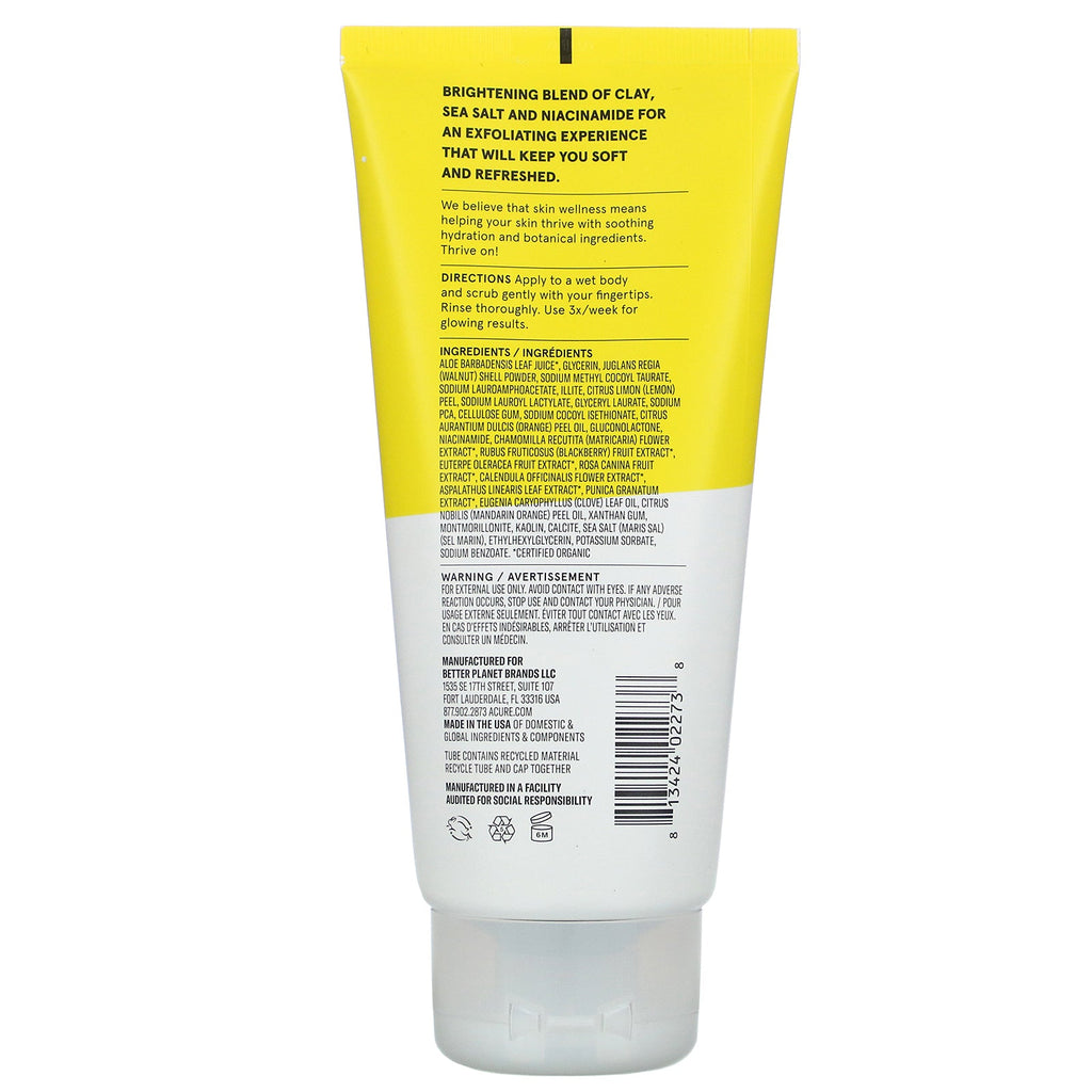 Acure, Brightening Body Scrub, 6 fl oz (177 ml)