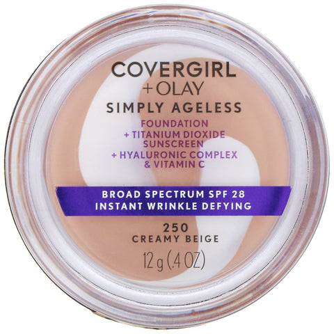 Covergirl, Olay Simply Ageless Foundation, 250 Creamy Beige, 0,4 oz (12 g)