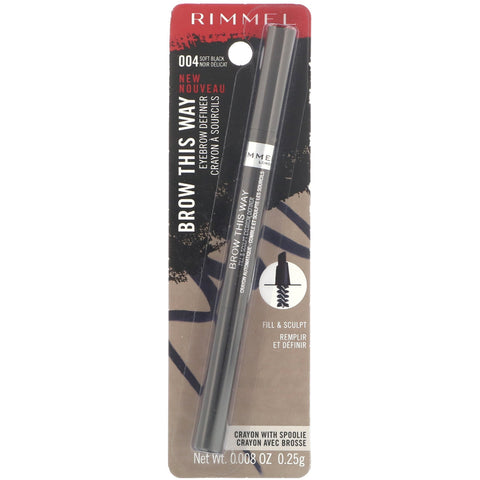 Rimmel London, Definidor de cejas Brow This Way, 004 Negro suave, 0,008 oz (0,25 g)