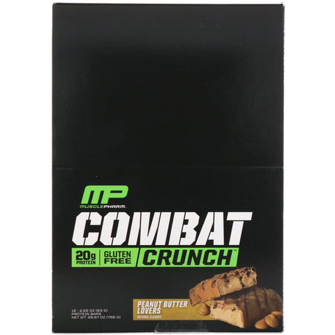 MusclePharm, Combat Crunch, Peanut Butter Lovers, 12 Bars, 2.22 oz (63 g) Each