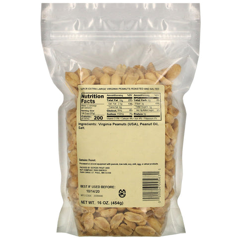 Bergin Fruit and Nut Company, maní Virginia súper extra grande tostado y salado, 16 oz (454 g)