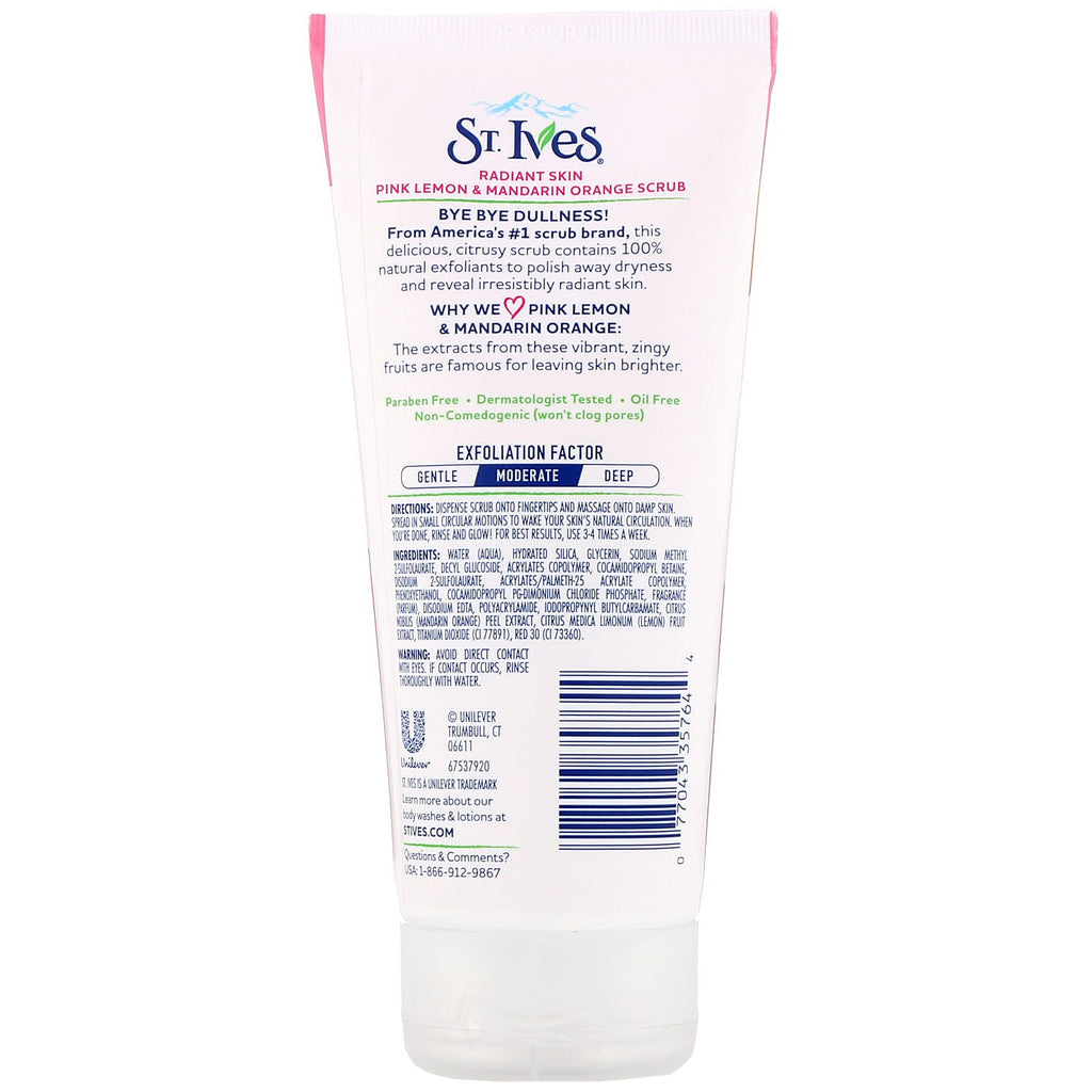 St. Ives, Piel radiante, exfoliante de limón rosa y mandarina, 6 oz (170 g)