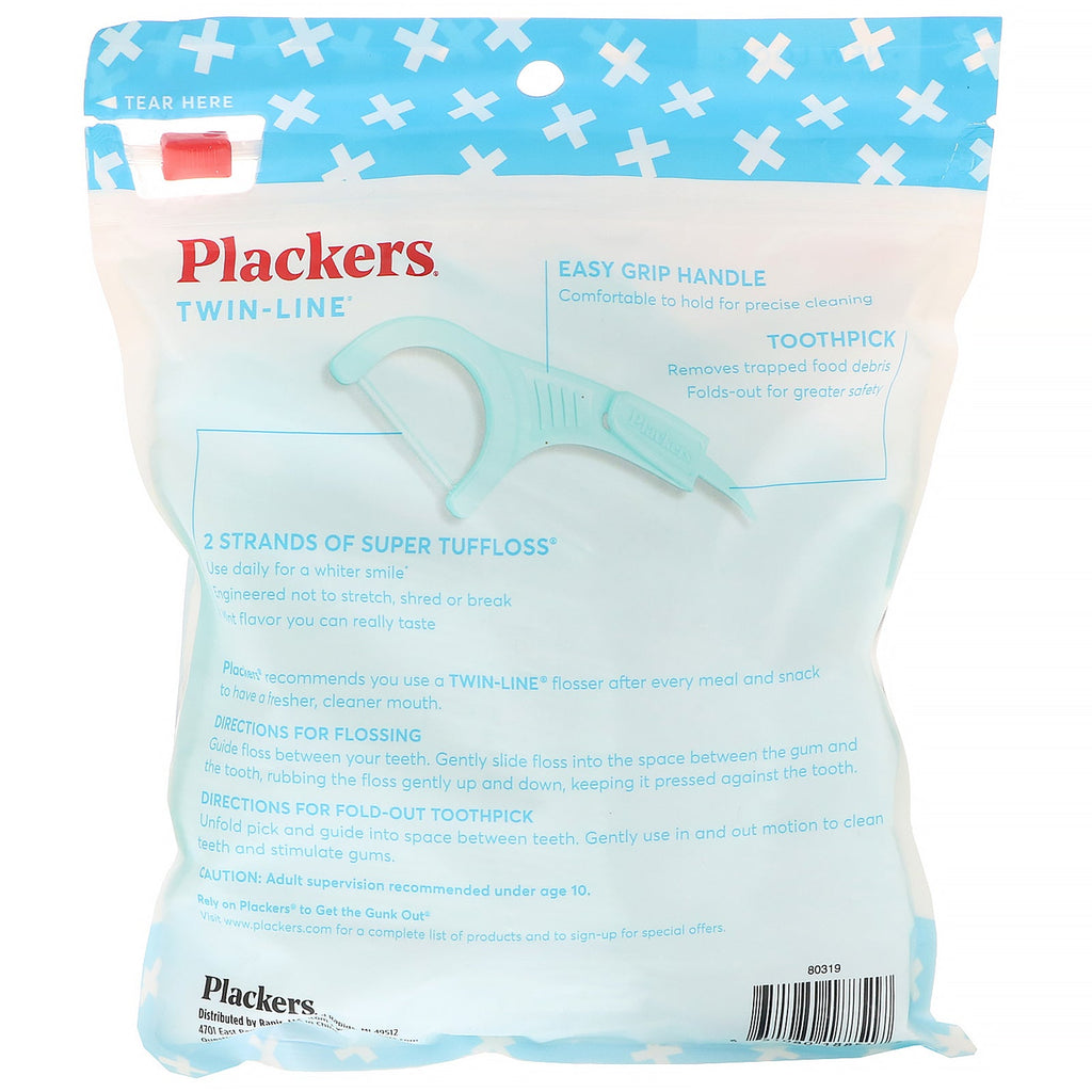 Plackers, Twin-Line, Dental Flossers, Value Size, Cool Mint, 150 Count