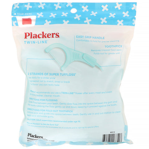 Plackers, Twin-Line, Dental Flossers, Value Size, Cool Mint, 150 Count