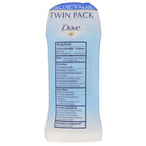 Dove, Invisible Solid Deodorant, Original Clean, 2 Pack, 2.6 oz (74 g) Each