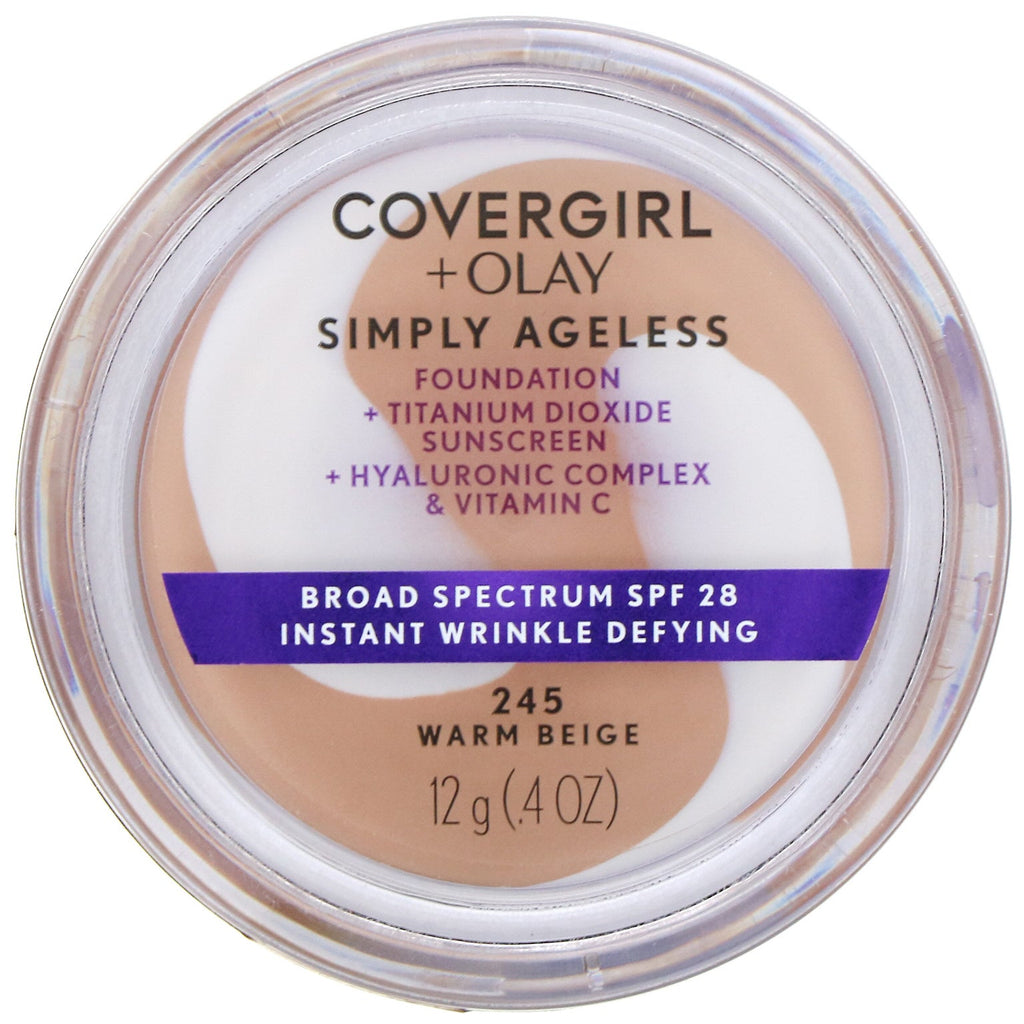 Covergirl, Olay Simply Ageless Foundation, 245 Warm Beige, 0,4 oz (12 g)