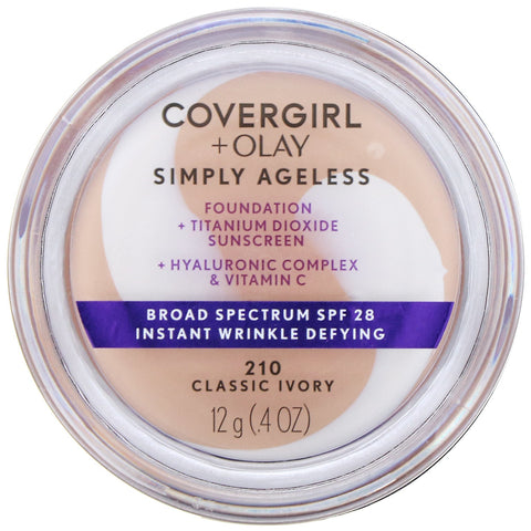 Covergirl, Olay Simply Ageless Foundation, 210 Classic Ivory, 0,4 oz (12 g)