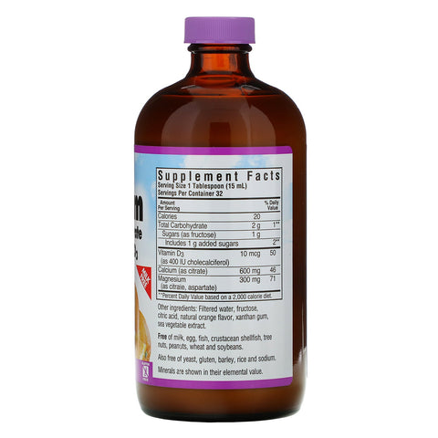 Bluebonnet Nutrition, Citrato líquido de calcio y magnesio más vitamina D3, sabor natural a naranja, 16 fl oz (472 ml)