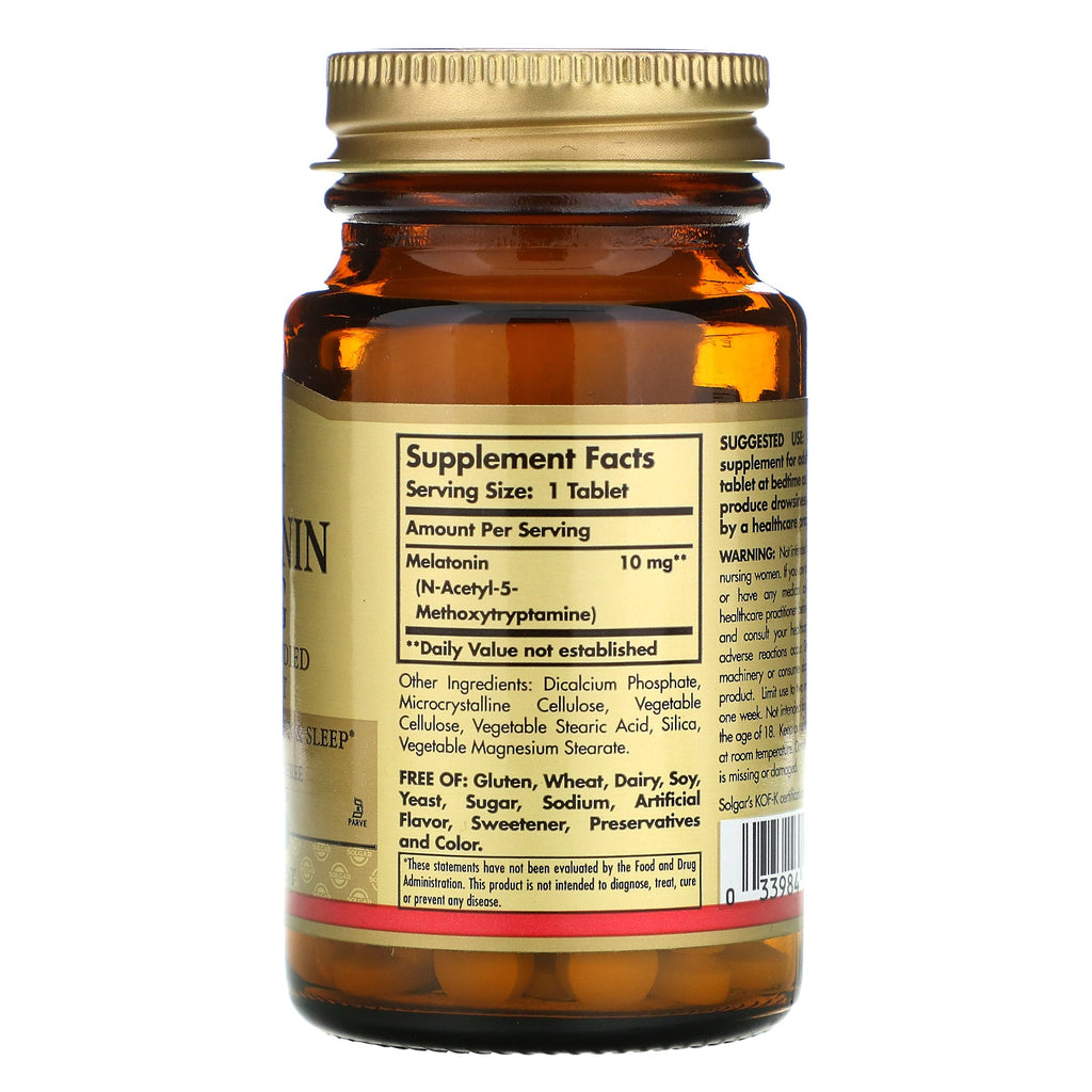 Solgar, Melatonin, 10 mg, 60 tabletter