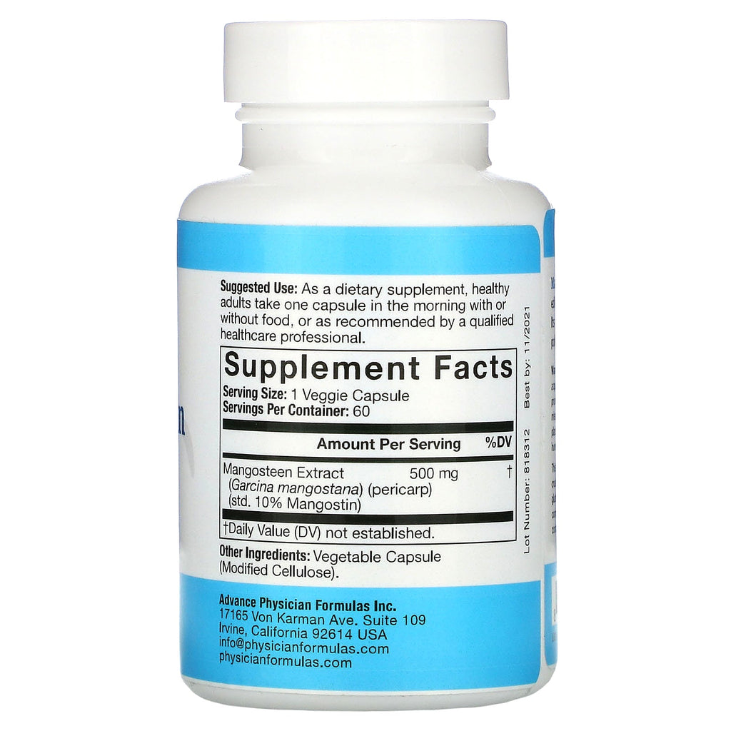 Advance Physician Formulas, Mangostán, 500 mg, 60 cápsulas vegetales