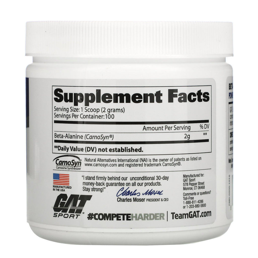 GAT, Beta Alanine, Unflavored, 7.0 oz (200 g)