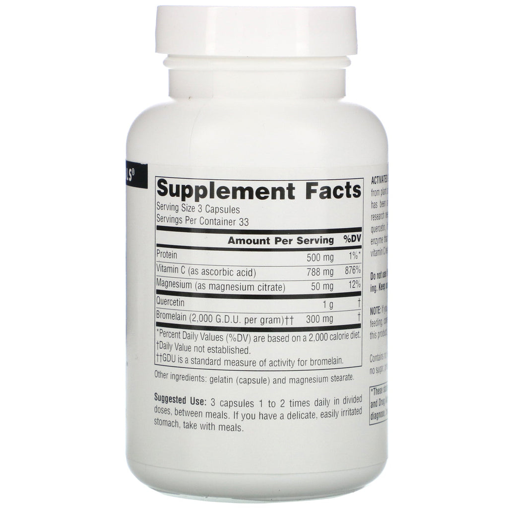 Source Naturals, aktiveret quercetin, 100 kapsler