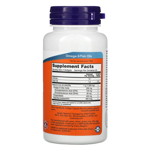 Now Foods, Aceite de krill Neptuno, 500 mg, 60 cápsulas blandas