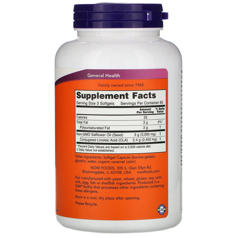 Now Foods, CLA, 800 mg, 180 cápsulas blandas