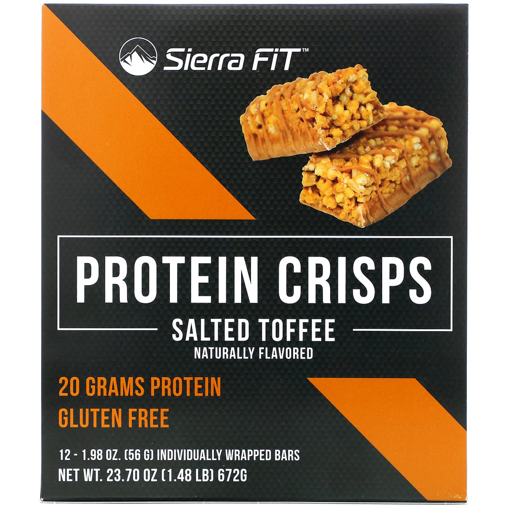 Sierra Fit, proteinchips, saltet karamel, 12 barer, 1,98 oz (56 g) hver