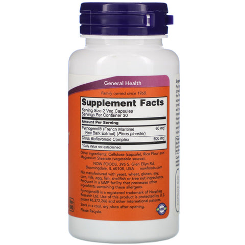 Now Foods, Pycnogenol, 30 mg, 60 cápsulas vegetales