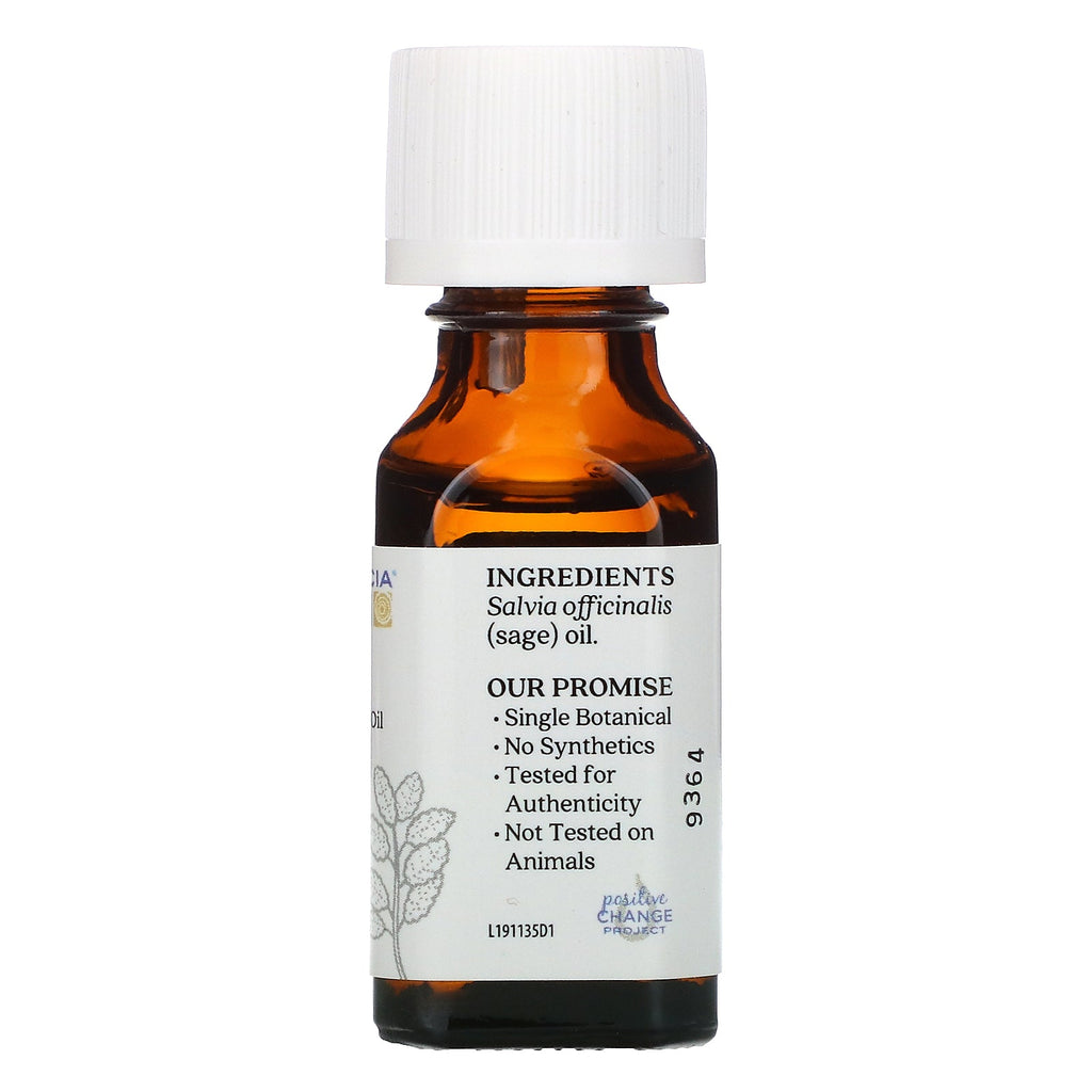 Aura Cacia, ren æterisk olie, salvie, 0,5 fl oz (15 ml)