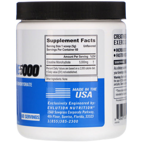 EVLution Nutrition, CREATINE5000, Utilsat, 10,58 oz (300 g)