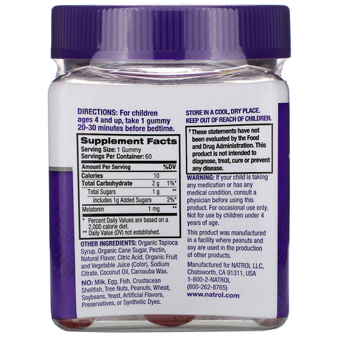 Natrol, Kids, Melatonin, Ages 4+, Berry, 60 Gummies