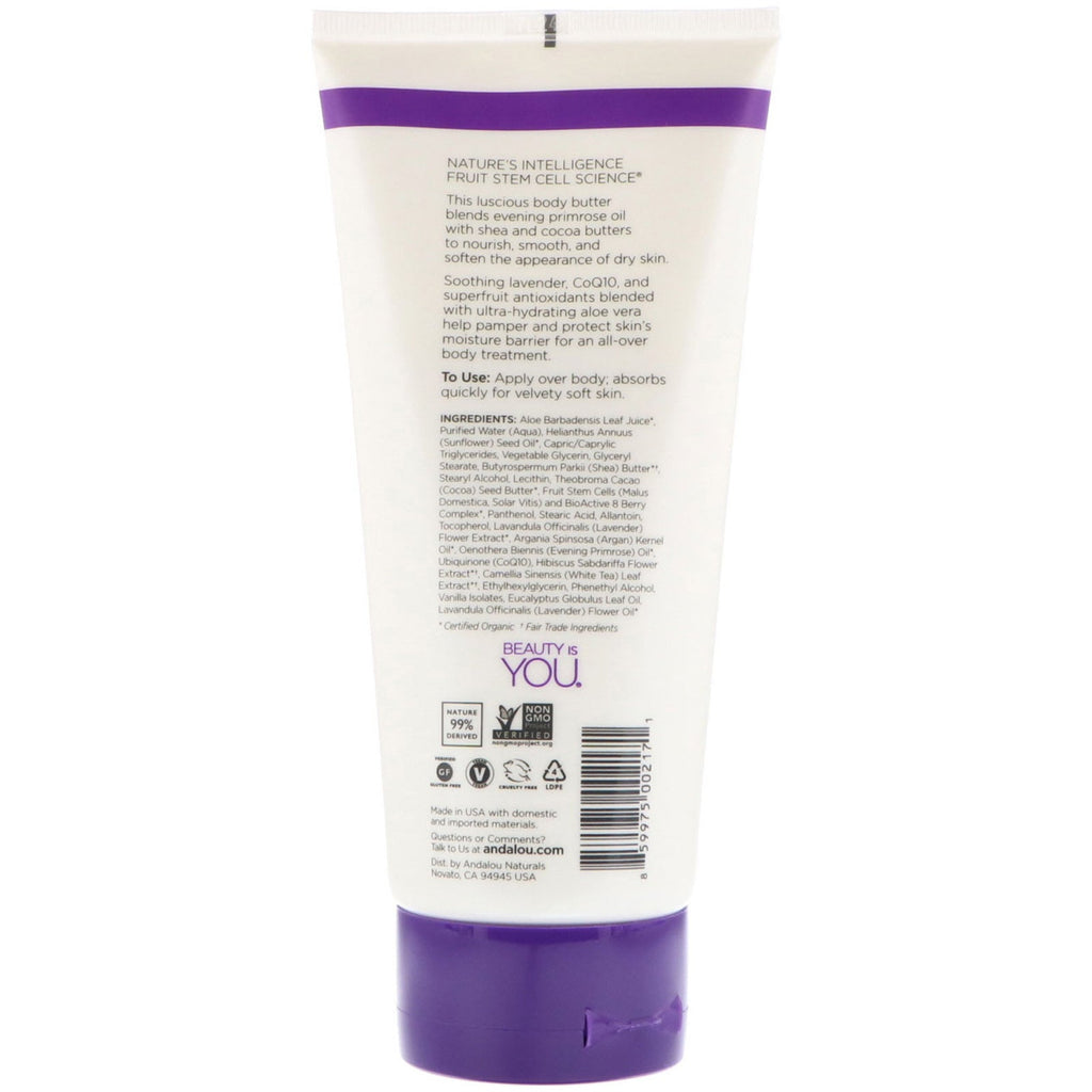 Andalou Naturals, Body Butter, Opstrammende, Lavendel Shea, 8 fl oz (236 ml)