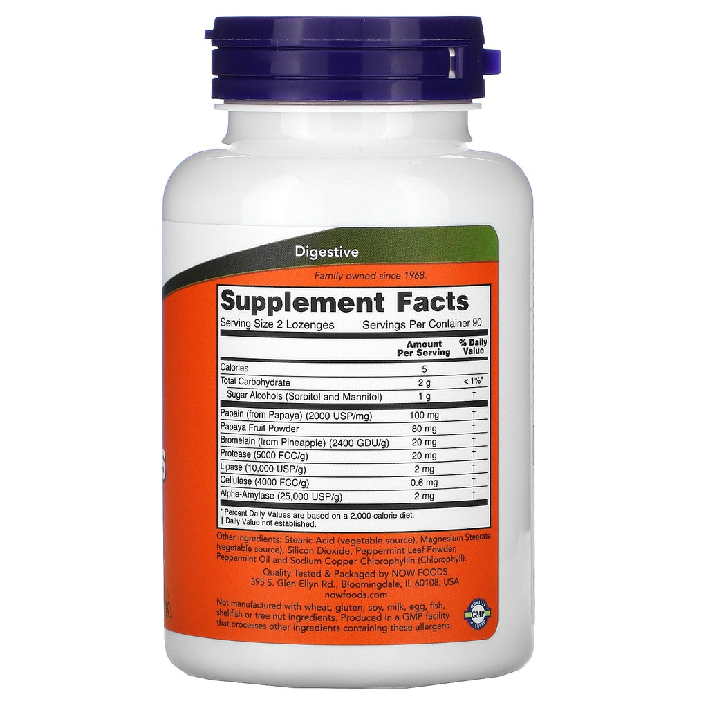 Now Foods, Chewable Papaya Enzymes, 180 Lozenges