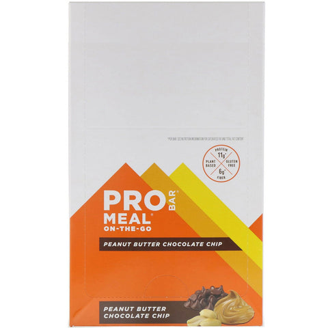 ProBar, Meal On-The-Go, Peanut Butter Chocolate Chip, 12 barer, 3 oz (85 g) hver