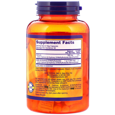 Now Foods, Sports, HMB, 500 mg, 120 Veg Capsules