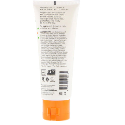 Andalou Naturals, A Path of Light, Crema para manos con manteca de karité y manteca de cacao, clementina, 3,4 fl oz (100 ml)