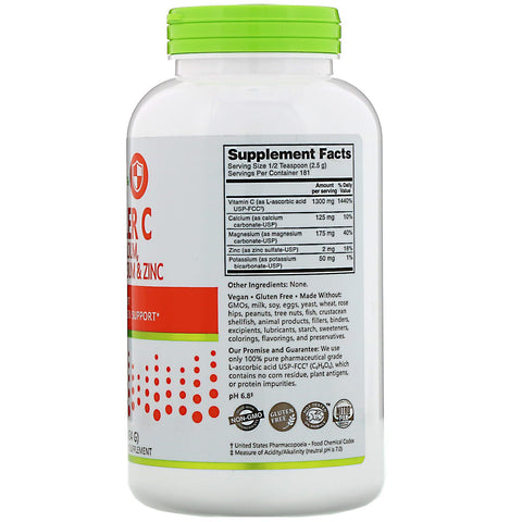 NutriBiotic, Immunitet, Hypo-Aller C-vitamin med calcium, magnesium, kalium og zink, 16 oz (454 g)