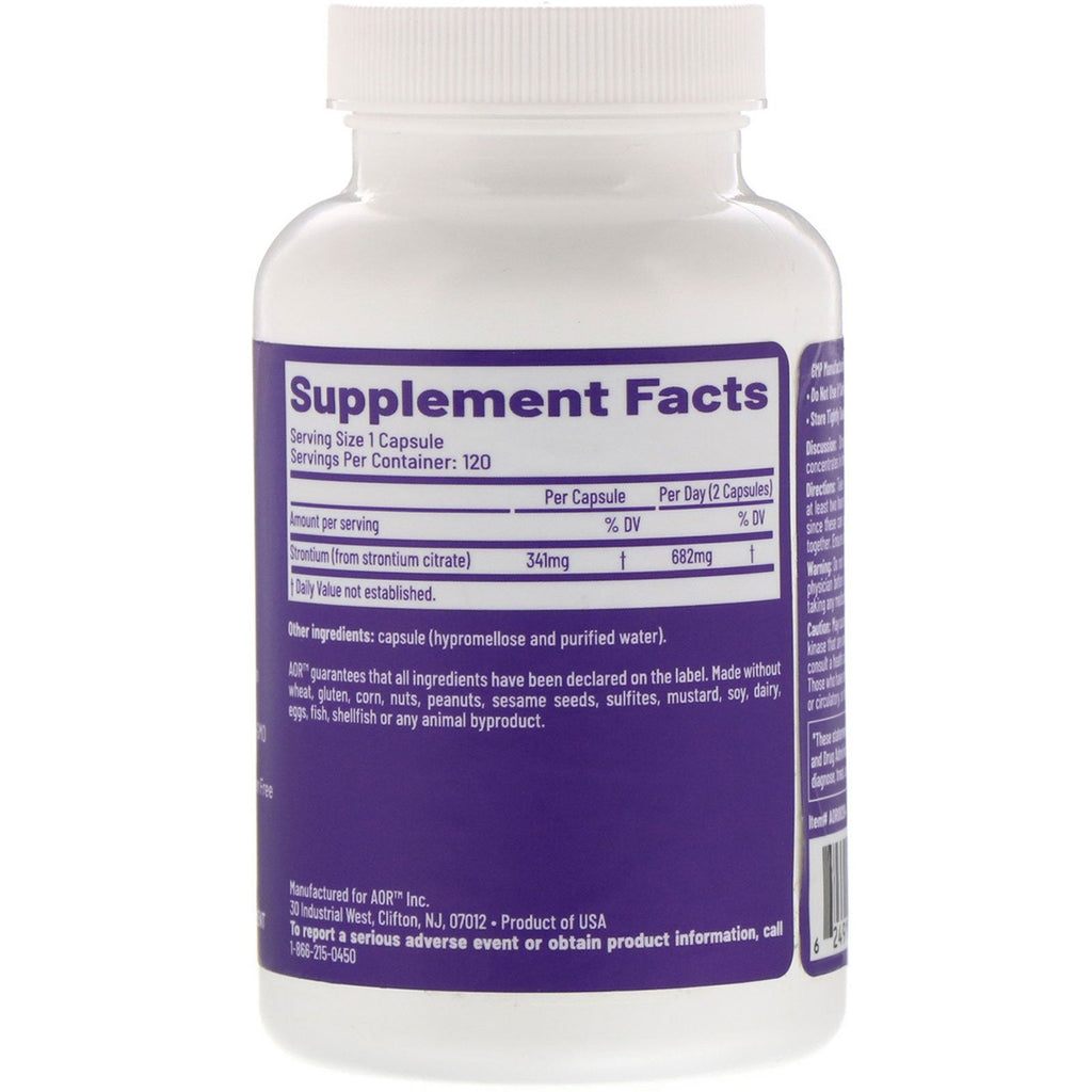 Advanced Orthomolecular Research AOR, Strontium Support II, 120 vegetariske kapsler