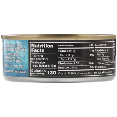 Crown Prince Natural, Tongol Tuna, Chunk Light - Intet tilsat salt, i kildevand, 5 oz (142 g)