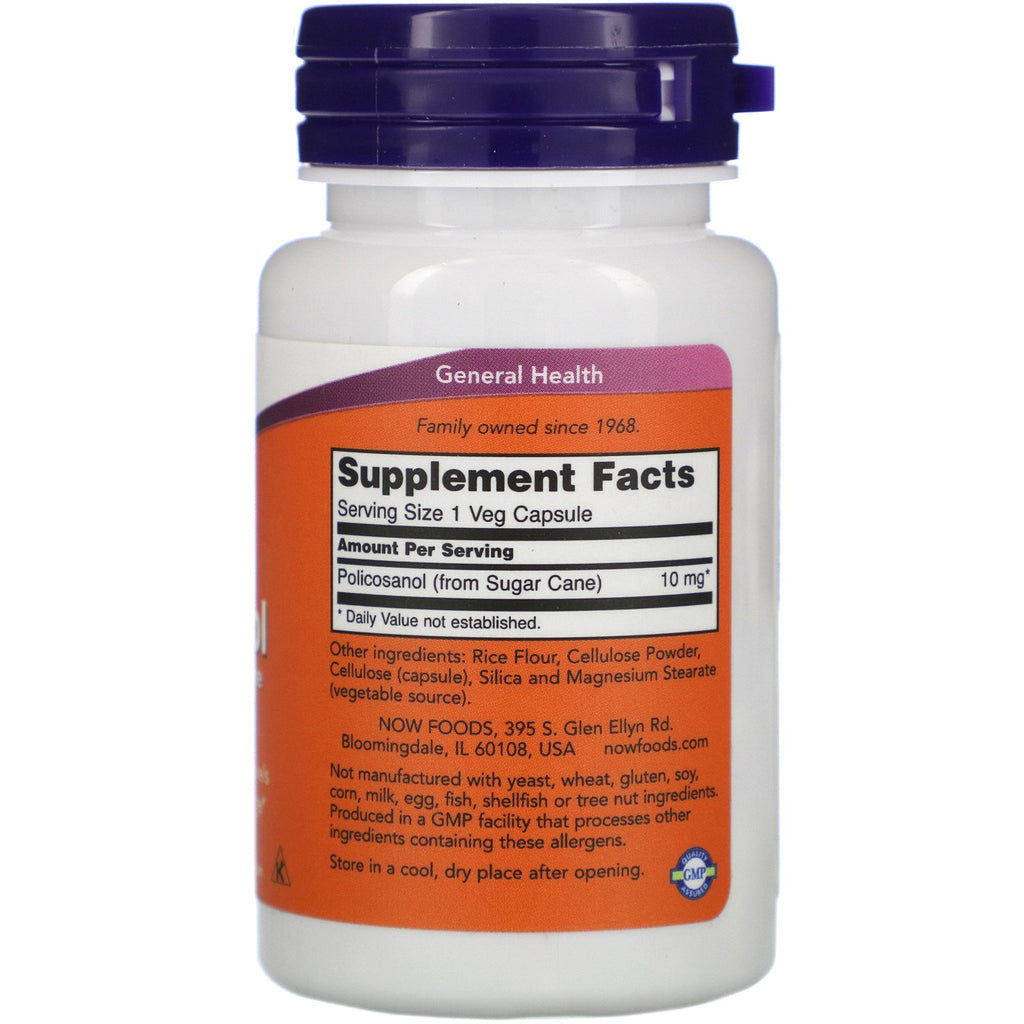 Now Foods, Policosanol, 10 mg, 90 Veg-kapsler