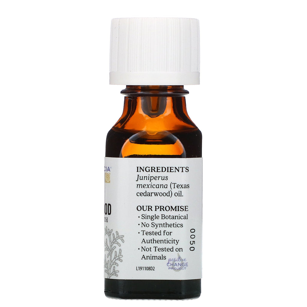 Aura Cacia, ren æterisk olie, Texas cedertræ, 0,5 fl oz (15 ml)