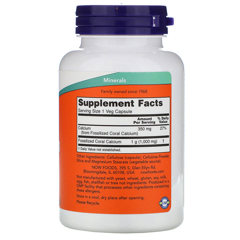 Now Foods, Calcio de coral, 1000 mg, 100 cápsulas vegetales