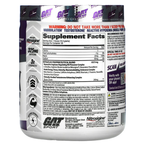 GAT, Deporte, NITRAFLEX, Uva, 10,9 oz (309 g)