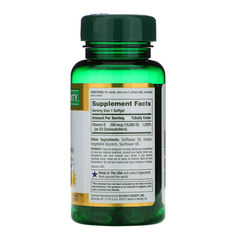 Nature's Bounty, D3, 250 mcg (10.000 IE), 72 Rapid Release Softgels