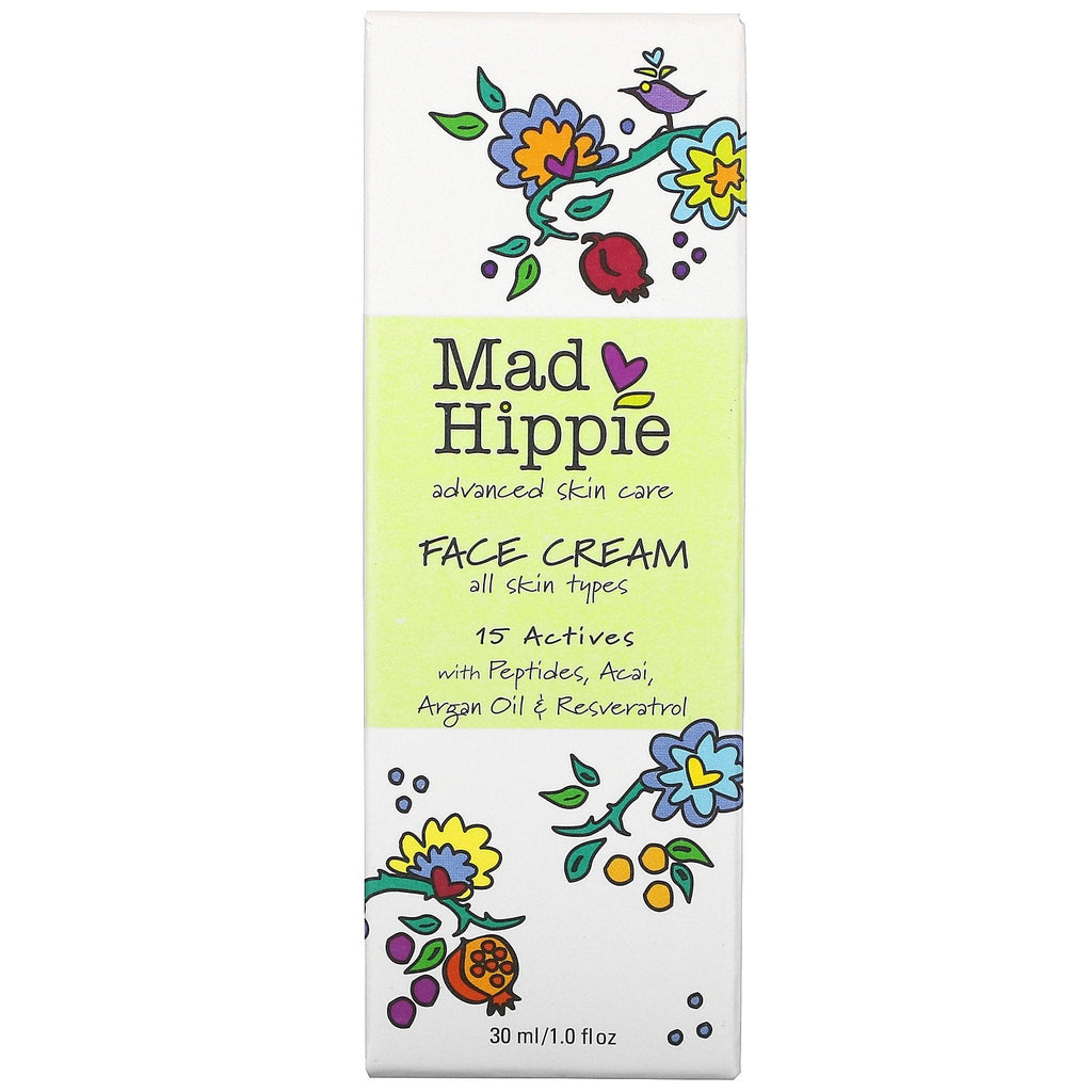 Mad Hippie-hudplejeprodukter, ansigtscreme, 15 aktive stoffer, 1,0 fl oz (30 ml)