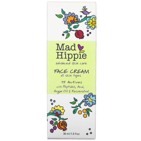 Mad Hippie-hudplejeprodukter, ansigtscreme, 15 aktive stoffer, 1,0 fl oz (30 ml)