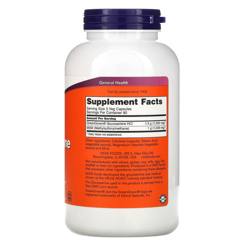 Now Foods, Glucosamina y MSM vegetarianos, 240 cápsulas vegetales