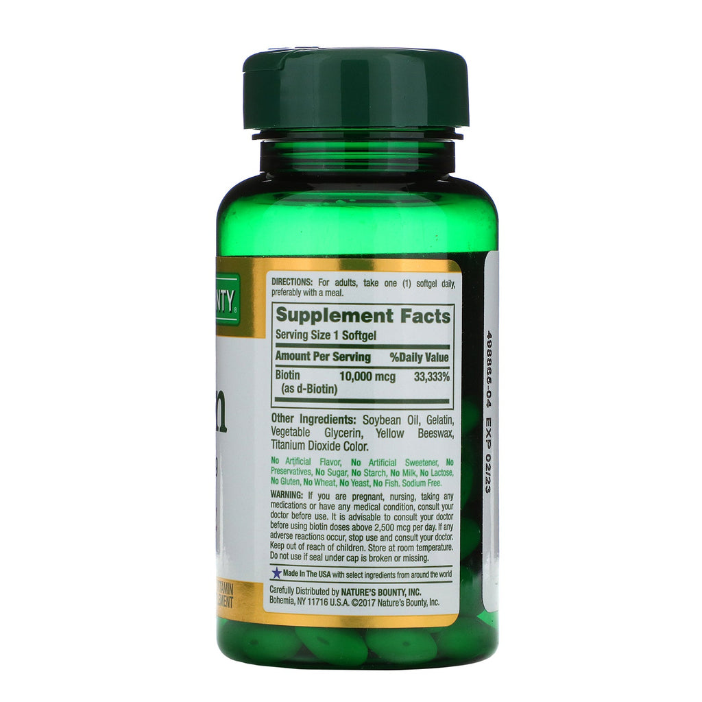 Nature's Bounty, Biotin, 10.000 mcg, 120 Rapid Release Softgels